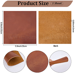 マッドホースハイドレザーの布地  DIYクラフト  正方形  ココナッツブラウン  150x150x2mm&nbsp;DIY-CL0002-53