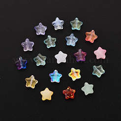 20個スプレー塗装ガラスビーズ  混合スタイル  スター  ミックスカラー  8x8.5x4mm  穴：1mm&nbsp;GLAA-YW0001-10