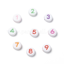 不透明なアクリルフラットラウンドビーズ  数ビーズ  ミックスカラー  7x3mm  穴：2mm  約3600個/500g&nbsp;SACR-Q100-M034