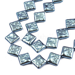 Abs プラスチック模造パール ビーズ 連売り  ABカラーメッキ  菱形  ライトシーグリーン  18x18.5x6mm  穴：0.5mm  約22個/連  15.55インチ〜15.75インチ（39.5~40cm）&nbsp;KY-N015-05-A02