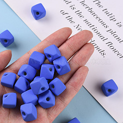アクリルビーズ  ラバー加工スタイル  片穴  ギャップキューブ  藤紫色  13.5x13.5x13.5mm  穴：3.5mm&nbsp;OACR-S039-04-86