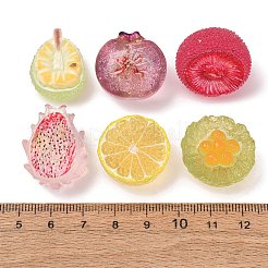 フルーツをテーマにした透明な樹脂製の食品模造カボション  ミックスカラー  混合図形  22.5~25.5x18.5~28.5x11.5~22.5mm&nbsp;RE-CBA19F6-04