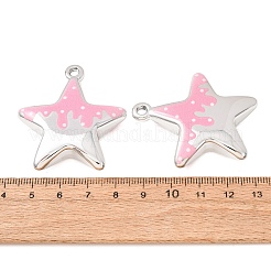 UVメッキアクリルパーツ  銀メッキ  スターのチャーム  45x41x10mm  穴：3mm&nbsp;AC-CBA655C-18A-02