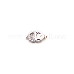 真鍮製のラインストーンボックスの留め金  花  プラチナ  20x11.5x6mm  穴：2mm&nbsp;KK-WH0045-05P