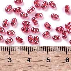 ガラスシードビーズ  透明色光沢  ピーナッツ  カメリア  2~2.5x4x2mm  穴：0.8~0.9mm  約15000個/ポンド&nbsp;SEED-A033-01A-03