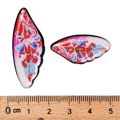4個4スタイル透明エポキシ樹脂ペンダント  花柄の翼  スパンコールと金箔付き  クリムゾン  29~39x14〜X 2.5mm  穴：1mm&nbsp;RESI-B032-02F