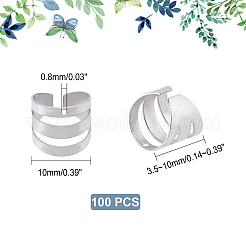 ユニセックス 304 ステンレススチール イヤーカフ 金具 穴付き 100個  ステンレス鋼色  10x3.5~10mm  穴：0.8mm&nbsp;FIND-DC0001-14