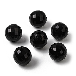 カラフルアクリルビーズ  イミテーション翡翠  多面カットラウンド  ブラック  直径約20mm  穴：2mm  約109個/500g&nbsp;PAB1550Y-6