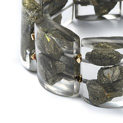 天然黄鉄鉱のストレッチブレスレット  エポキシ樹脂製の平らな長方形のビーズブレスレット（女性用）  内径：2-3/8インチ（6.1cm）&nbsp;BJEW-G702-06A