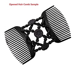 プラスチック製のヘアバンメーカー  ストレッチダブルヘアコーム  木のビーズと樹脂の花を使って  ミックスカラー  80x105mm&nbsp;OHAR-S197-002