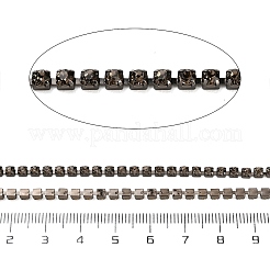 鉄ラインストーンカップチェーン  スプールで  ガンメタ色  グリーン  3x3x2.5mm  約10ヤード/ロール&nbsp;CH-A008-01I