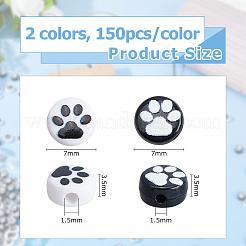 300 個 2 色不透明アクリルビーズ  足の丸いフラットラウンド  ミックスカラー  7x3.5mm  穴：1.5mm  150個/カラー&nbsp;OACR-DC0001-59