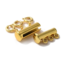 3 連 6 穴アロイ マグネット スライド ロック クラスプ  スプリングリングの留め金と  ネックレスレイヤリングクラスプ  ゴールドカラー  20x19x6.5mm  穴：1.5mm&nbsp;FIND-TAC0014-69A-G
