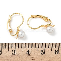 丸型真鍮ABS模造真珠フレンチフックピアス金具  ニッケルフリー  カン付き  18KGP本金メッキ  19x5.5x13mm  穴：0.9mm  ピン：0.9mm&nbsp;KK-Z136-27G