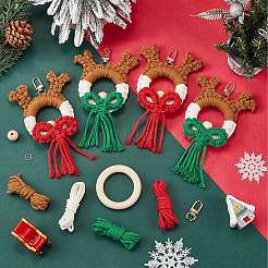 クリスマスをテーマにした手作りの綿織りクリスマストナカイキーホルダー作りキット  ミックスカラー  10~65x3~13x1~10 M  穴：3~44mm&nbsp;DIY-SC0028-11