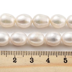 天然養殖淡水パールビーズ連売り  グレード3 A  ライス  フローラルホワイト  9~10mm  穴：0.6mm  約16~18個/連  6.69~6.89''（17~17.5センチメートル）&nbsp;PEAR-P062-13E
