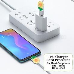 4袋4スタイルの花柄TPU充電器コードプロテクター  ケーブルプロテクター  ほとんどの携帯電話およびタブレットのデータライン  ミックスカラー  28~33x19~23.5x13~15mm  穴：10x5mm  1バッグ/スタイル&nbsp;DIY-OC0014-30