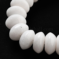 天然石ホワイトジェイドビーズ連売り  ソーサービーズ  8x5mm  穴：0.6mm  約40個/連  7.76''（19.7センチメートル）&nbsp;G-P559-A09-01