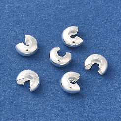 真鍮製つぶし玉カバーカシメ玉カバー  鉛フリー＆カドミウムフリー  925銀メッキ  5.5x2.5mm  穴：2.5mm&nbsp;X-KK-K383-07E-S