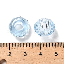 透明樹脂ヨーロッパビーズ  大穴ビーズ  多面カット  ロンデル  ライトブルー  13.5x8mm  穴：5.5mm&nbsp;X1-RESI-B020-05D