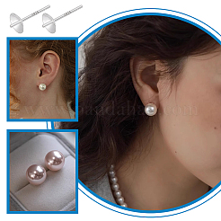 スターリングシルバーのスタッドピアス金具4組925個  8個のイヤーナット付き  銀  トレイ：6mm  13mm  ピン：0.7mm&nbsp;STER-PH0003-93