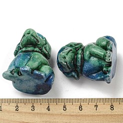 リビングルームのテーブルの装飾用の染色された天然のインペリアルジャスパーの犬の置物像  ミディアムアクアマリン  29~30.5x30.5~31x35.5~36mm&nbsp;DJEW-N003-05C