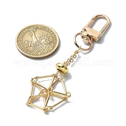 キーホルダー用の真鍮の空のポーチストーンホルダー  合金回転式ナスカン付き  ゴールドカラー  8.3cm&nbsp;KEYC-TA00029-01