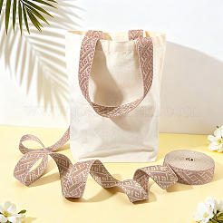 ヴィンテージジャカードポリエステルリボン  菱形  刺繍入りの織りリボン  洋服アクセサリー用  ピンク  1-1/2インチ（38~39mm）  約10.00ヤード（9.14m）/ロール&nbsp;OCOR-WH0109-334A