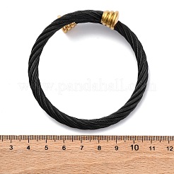 女性用304ステンレススチールトルクバングル  イオンプレーティング（ip）  ブラック  3/4インチ（1.9cm）  内径：2-1/4インチ（5.75x5.7cm）&nbsp;BJEW-P310-24MC01