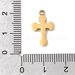 304ステンレススチール、ラインストーンペンダント付き  クロスチャーム  イオンプレーティング（ip）  ゴールドカラー  18x11x2.5mm  穴：1.5mm&nbsp;STAS-Z179-32G