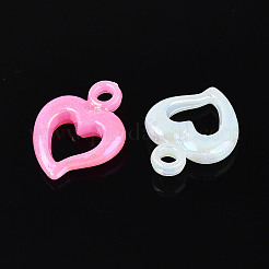 プラスチックチャーム  ハートチャーム  模造ゼリー  ABカラーメッキ  ミックスカラー  19.5~20x15x4.5mm  穴：2.5mm  約1250個/500g&nbsp;KY-N026-05