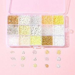 DIY 丸型ガラスビーズブレスレット作成キット  ミックスカラー  2~8x2~5mm  穴：0.7~1.2mm&nbsp;SEED-FS0001-34