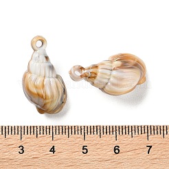 オペークアクリルパーツ  天然石風  らせん状のシェル形状  淡い茶色  25x15x11mm  穴：2mm  344個/約500g&nbsp;OACR-U004-06B