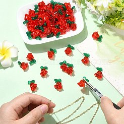 透明なアクリルパーツ  花  レッド  19.5x15.5x12.5mm  穴：2.5mm&nbsp;MACR-CJC0004-44