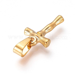 304ステンレスペンダント  竹風  文字L  イオンプレーティング（ip）  18KGP本金メッキ  文字.t  18x11x3mm  穴：3x7mm&nbsp;X-STAS-F235-01G-T