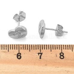 ラックメッキ真鍮マイクロパヴェクリアキュービックジルコニアスタッドピアス  ハート  文字Z  8.5x9.5mm&nbsp;EJEW-K299-01P-Z