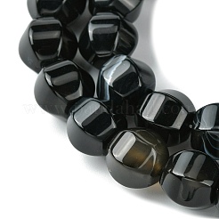 染色・加熱された天然黒瑪瑙ビーズ連売り  多面カット  ラウンド  11~12mm  穴：1.3mm  約40個/連  16.14~16.22''（41~41.2センチメートル）&nbsp;G-H023-A03-01