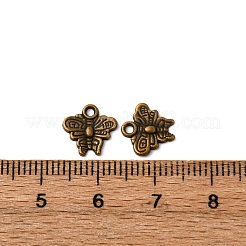 合金のチベット風チャーム  カドミウムフリー＆鉛フリー  蝶  アンティークブロンズカラー  10x10x1mm  穴：1mm&nbsp;TIBEP-A100607-AB-LF