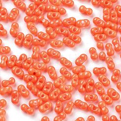 焼付塗装ガラスシードビーズ  ピーナッツ  サンゴ  2~2.5x4x2mm  穴：0.8mm  約15000個/ポンド&nbsp;SEED-A033-04F