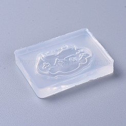 ペンダント食品グレードのシリコンモールド  レジン型  UVレジン用  エポキシ樹脂ジュエリー作り  長寿ロック  ホワイト  42x56x9mm  穴：3mm  長寿ロック：29x44mm&nbsp;DIY-L026-025