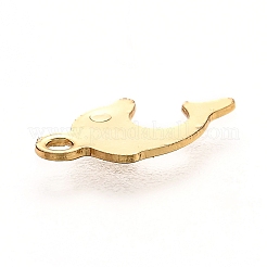 ステンレススチールチャーム201個  レーザー切断  イルカ  18KGP本金メッキ  12x6.5x0.5mm  穴：1.4mm&nbsp;STAS-B001-45G