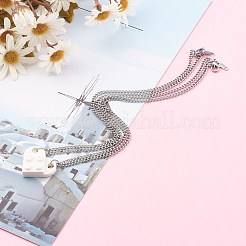 樹脂製ビルディングブロックペンダントネックレスセット  カップルのネックレス  304ステンレススチールのロブスタークロウ留め金付き  半楕円形  ホワイト  17.51インチ（44.5cm）  2個/セット&nbsp;NJEW-JN03442-03