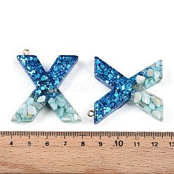 透明エポキシ樹脂ペンダント  ループ付き文字チャーム  文字x  42.5x39.5x7.5mm  穴：2mm&nbsp;LS-CRES-YW0002-11X