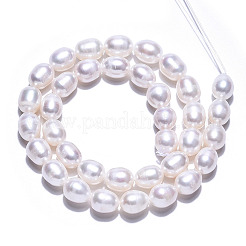 天然養殖淡水パールビーズ連売り  ライス  乳白色  9.5~12x8~9mm  穴：0.6mm  約35~36個/連  14.49インチ〜15.39インチ（36.8cm〜37.1cm）&nbsp;PEAR-N012-08D