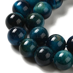 染めの天然タイガーアイビーズ連売り  ラウンド  士官候補生ブルー  8mm  穴：1.2mm  約48個/連  15.55インチ（39.5cm）&nbsp;X-G-G102-A02-03