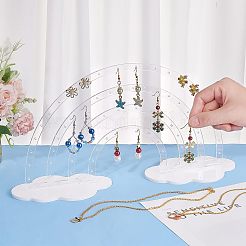 アクリルイヤリングディスプレイスタンド  レインボー  ホワイト  8.9x34x17.2cm  3個/セット&nbsp;EDIS-WH0029-11B
