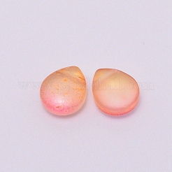 透明なチェコのガラスペンダント  金箔  ティアドロップ  鮭色  12x10x5mm  穴：1mm&nbsp;GLAA-CJC0003-01B