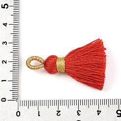 ポリコットン（ポリエステルコットン）タッセルペンダント装飾  メタリックコード付き  レッド  40~43x7~9mm  穴：5~6.5x2~3.5mm&nbsp;FIND-N006-01G