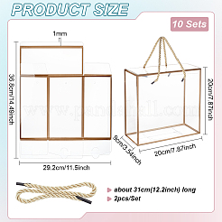 透明なペット用プラスチックギフトボックス  ポリエステルコード付き  長方形  ダークチソウ  20x20x9cm&nbsp;AJEW-WH0166-06A-02