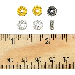 150 個 6 スタイル鉄ラインストーンスペーサービーズ  グレード a & b  ロンデル  波エッジ  クリスタル  ミックスカラー  7~8x3.5mm  穴：1.5~2mm  約25個/スタイル&nbsp;FIND-FS0001-35